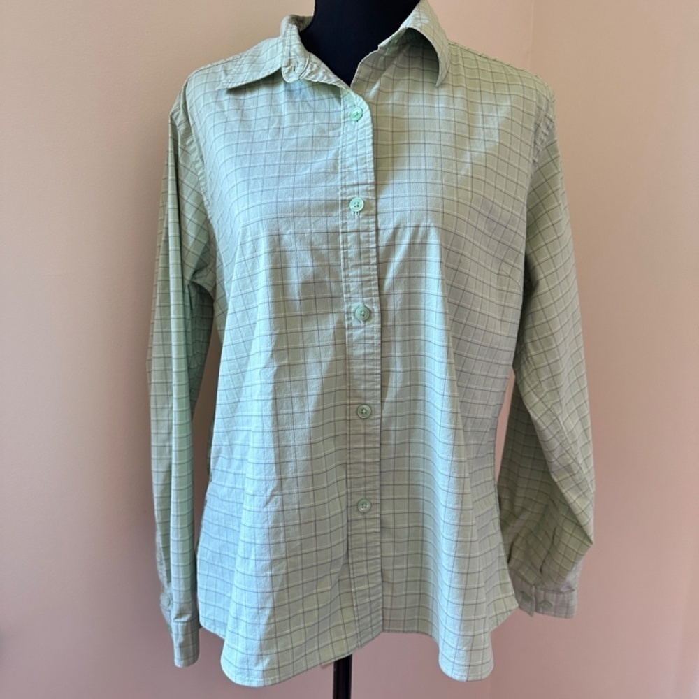 **L.L. BEAN* Green Plaid Long Sleeve Button Down Shirt Size Large